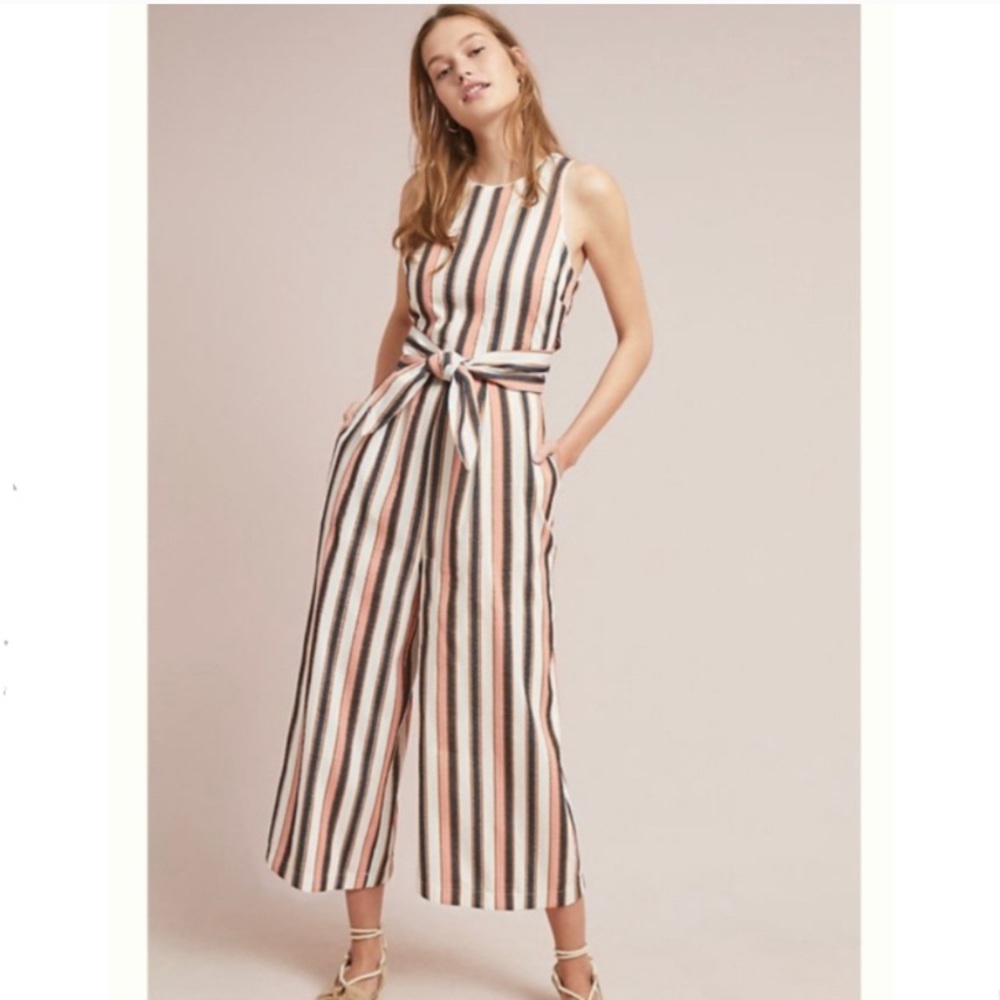 Anthro Adelyn Rae Gidget cropped wide leg jumpsuit